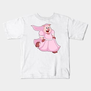 Pig as Bride with Wedding dress Kids T-Shirt